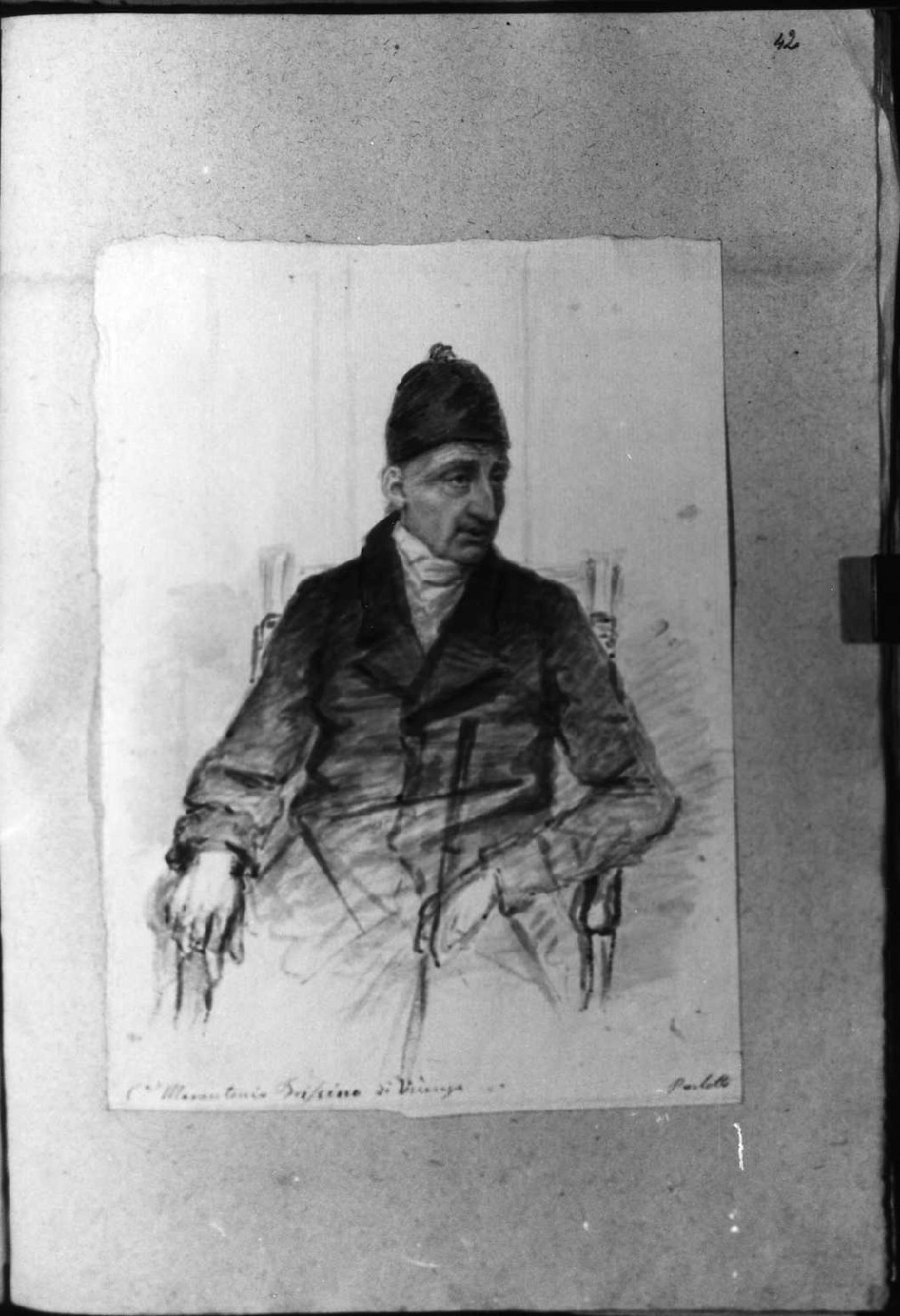 Ritratto di Marcantonio Trissino, ritratto d'uomo (disegno, serie) di Perlotto Tito Catone (sec. XIX)