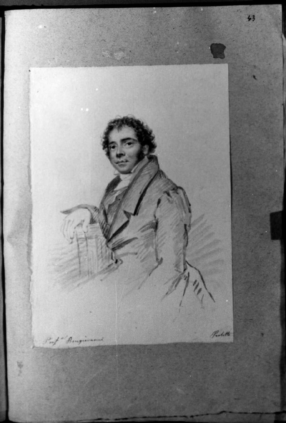 Ritratto del professor Bongiovanni, ritratto d'uomo (disegno, serie) di Perlotto Tito Catone (sec. XIX)
