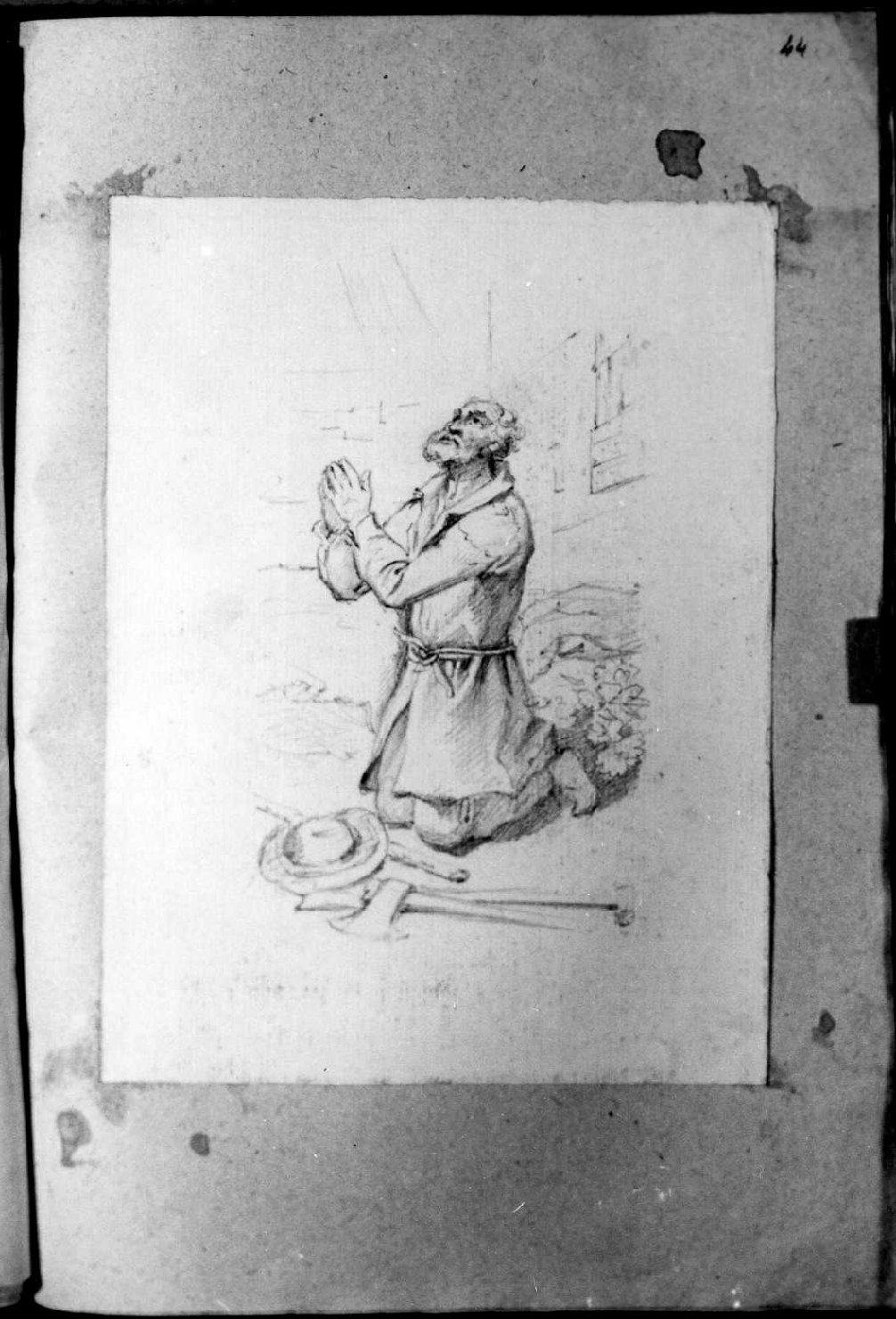 figura maschile che prega (disegno, serie) di Perlotto Tito Catone (sec. XIX)