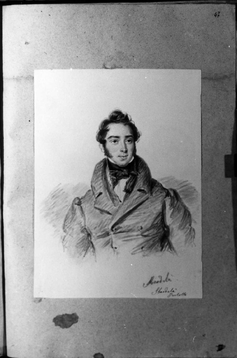 ritratto d'uomo (disegno, serie) di Perlotto Tito Catone (sec. XIX)