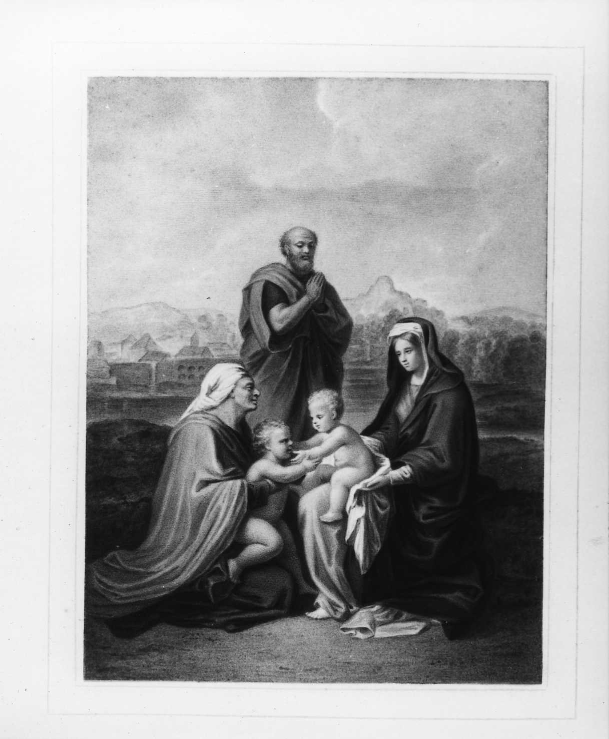 Sacra Famiglia con San Giovannino e Sant'Elisabetta (disegno, serie) di Perlotto Tito Catone (sec. XIX)