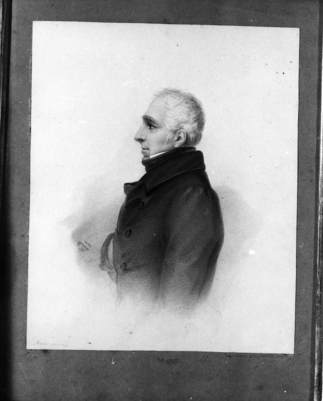 Ritratto di un membro della amiglia Pepe, ritratto d'uomo di profilo (disegno) di Perlotto Tito Catone (sec. XIX)