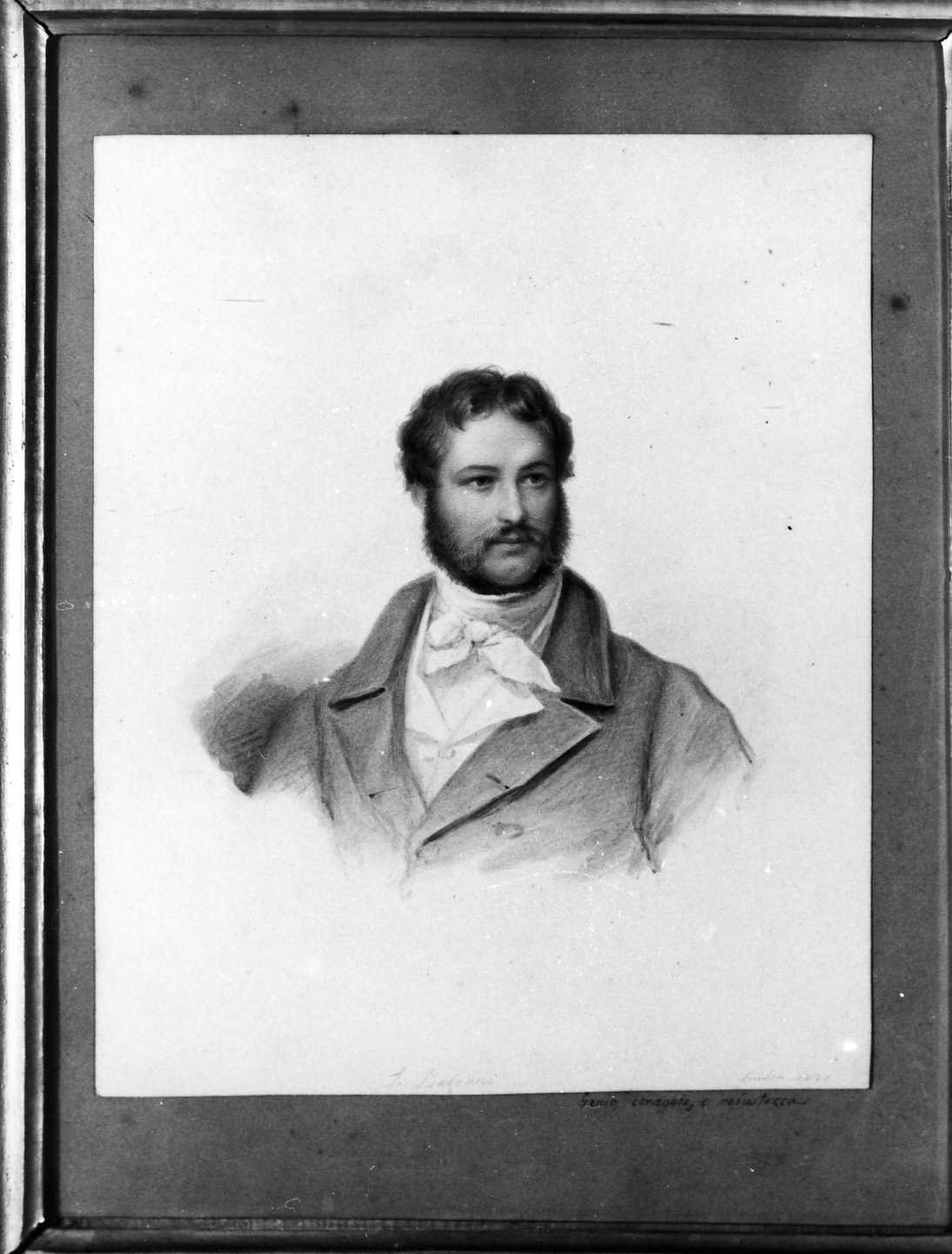 Ritratto di S. Belzoni, ritratto d'uomo (disegno) di Perlotto Tito Catone (sec. XIX)