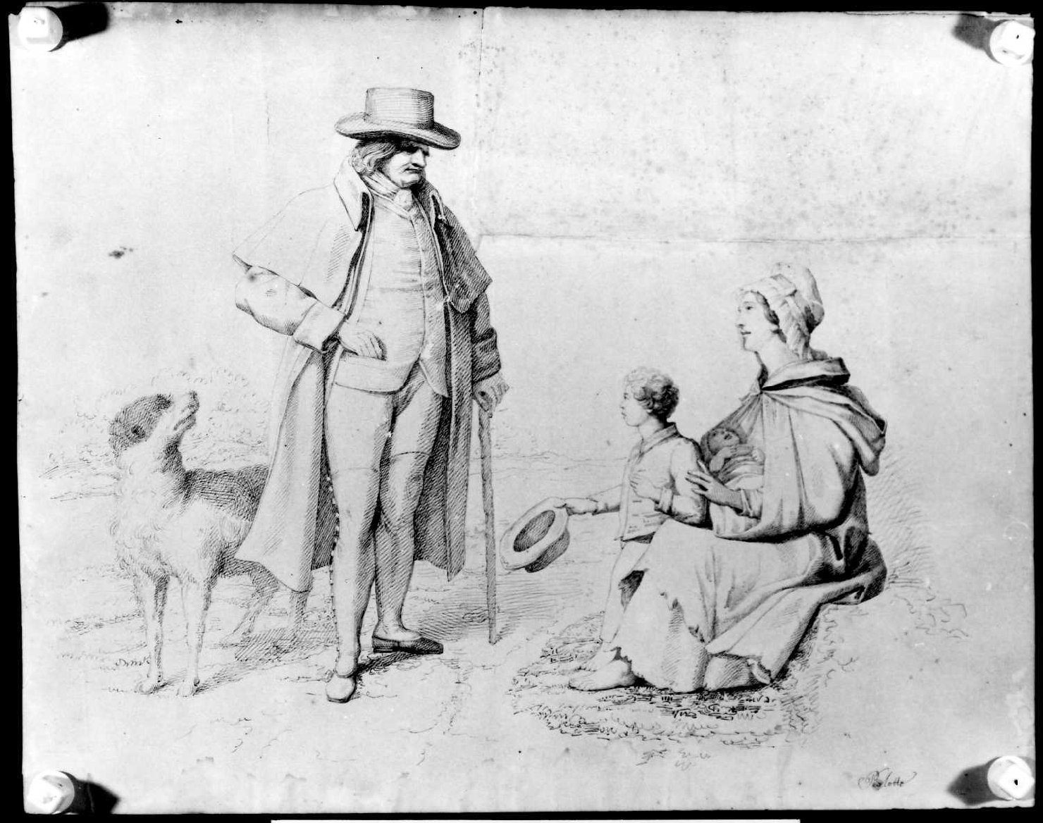 mendicanti (disegno) di Perlotto Tito Catone (sec. XIX)