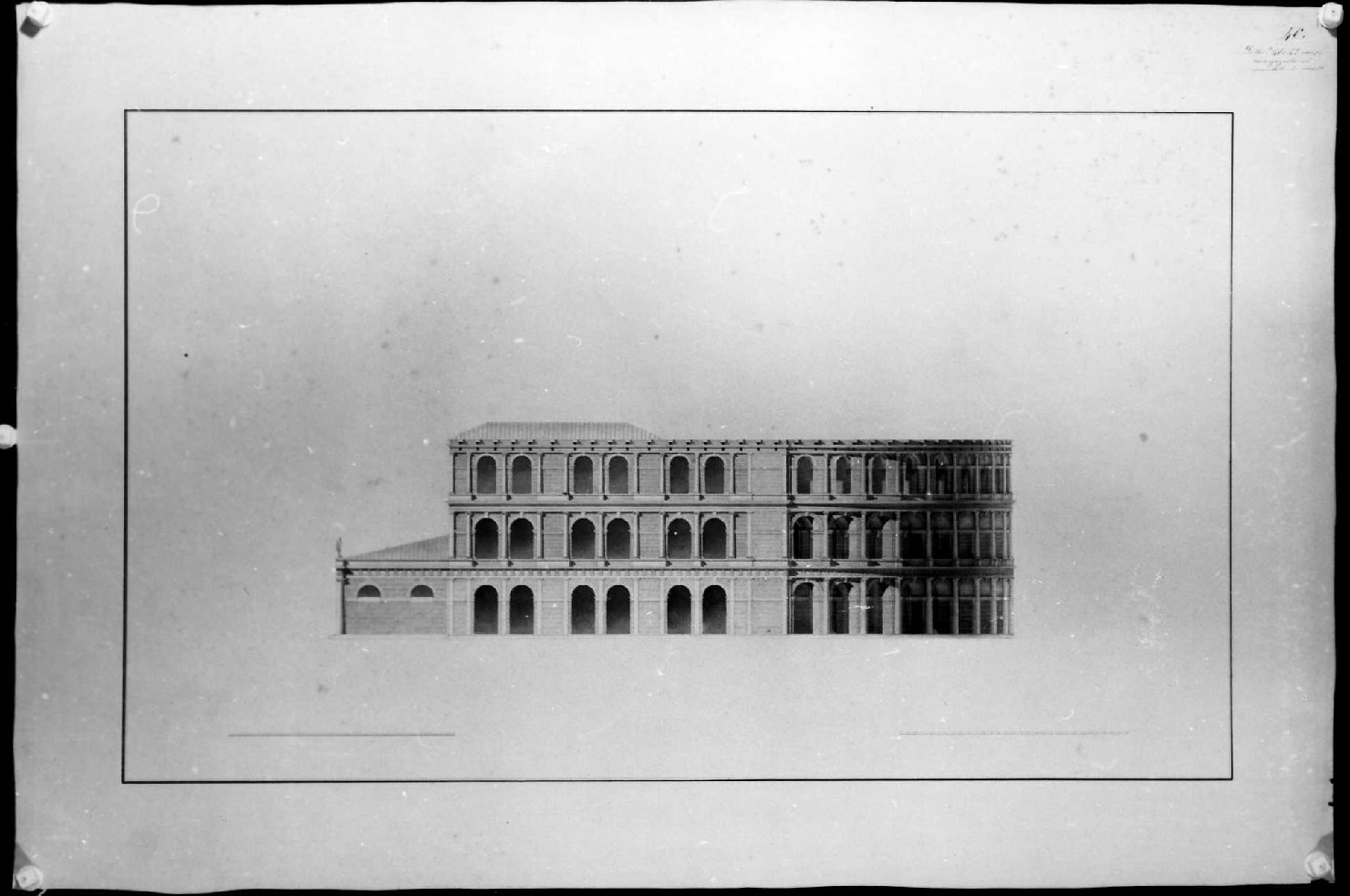 teatro Berga a Vicenza (disegno) di Miglioranza Giovanni (sec. XIX)
