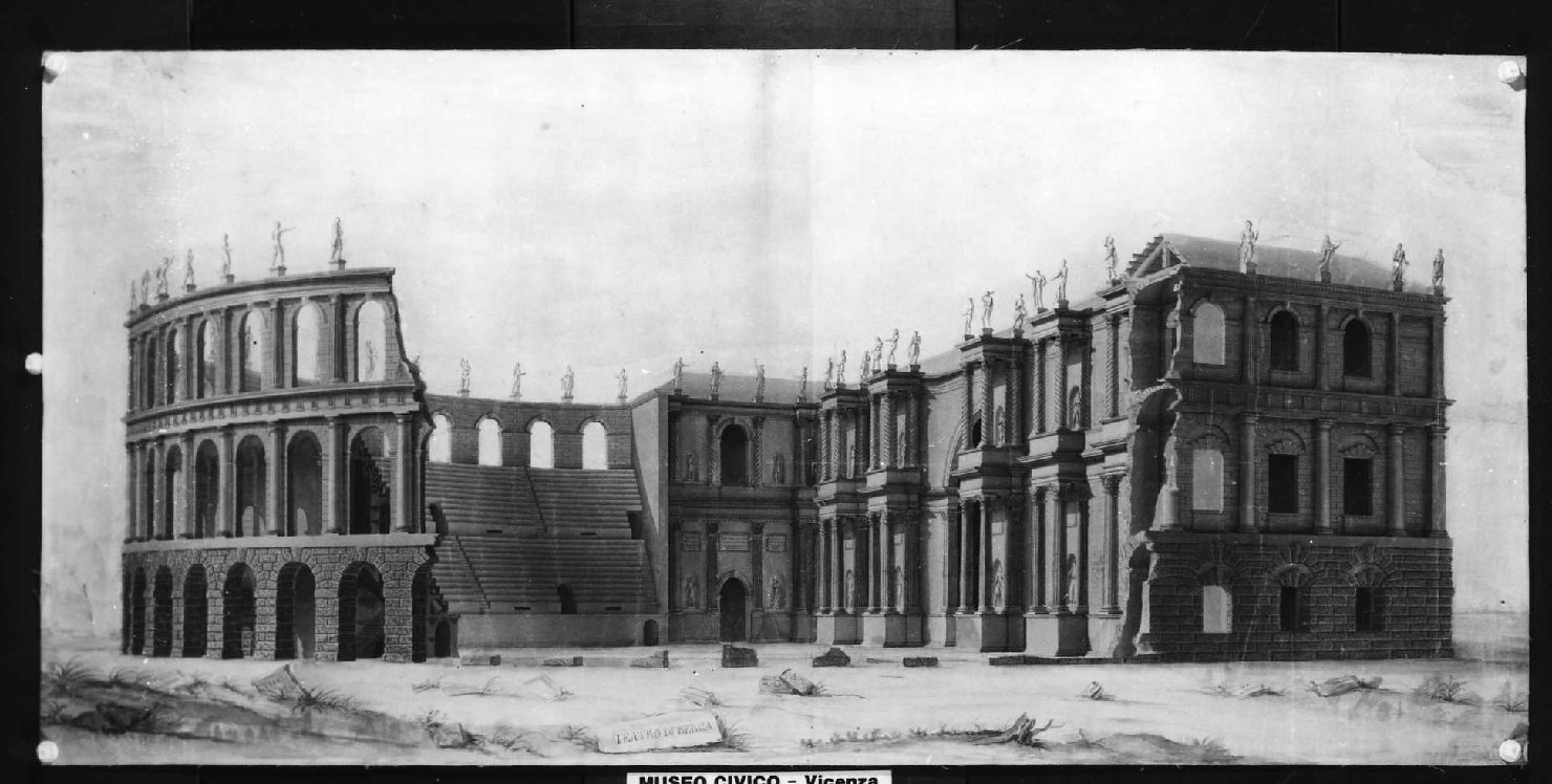 teatro Berga a Vicenza (disegno) di Miglioranza Giovanni (sec. XIX)