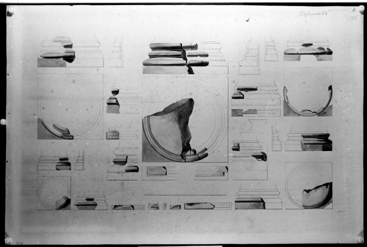elementi architettonici (disegno) di Miglioranza Giovanni (sec. XIX)