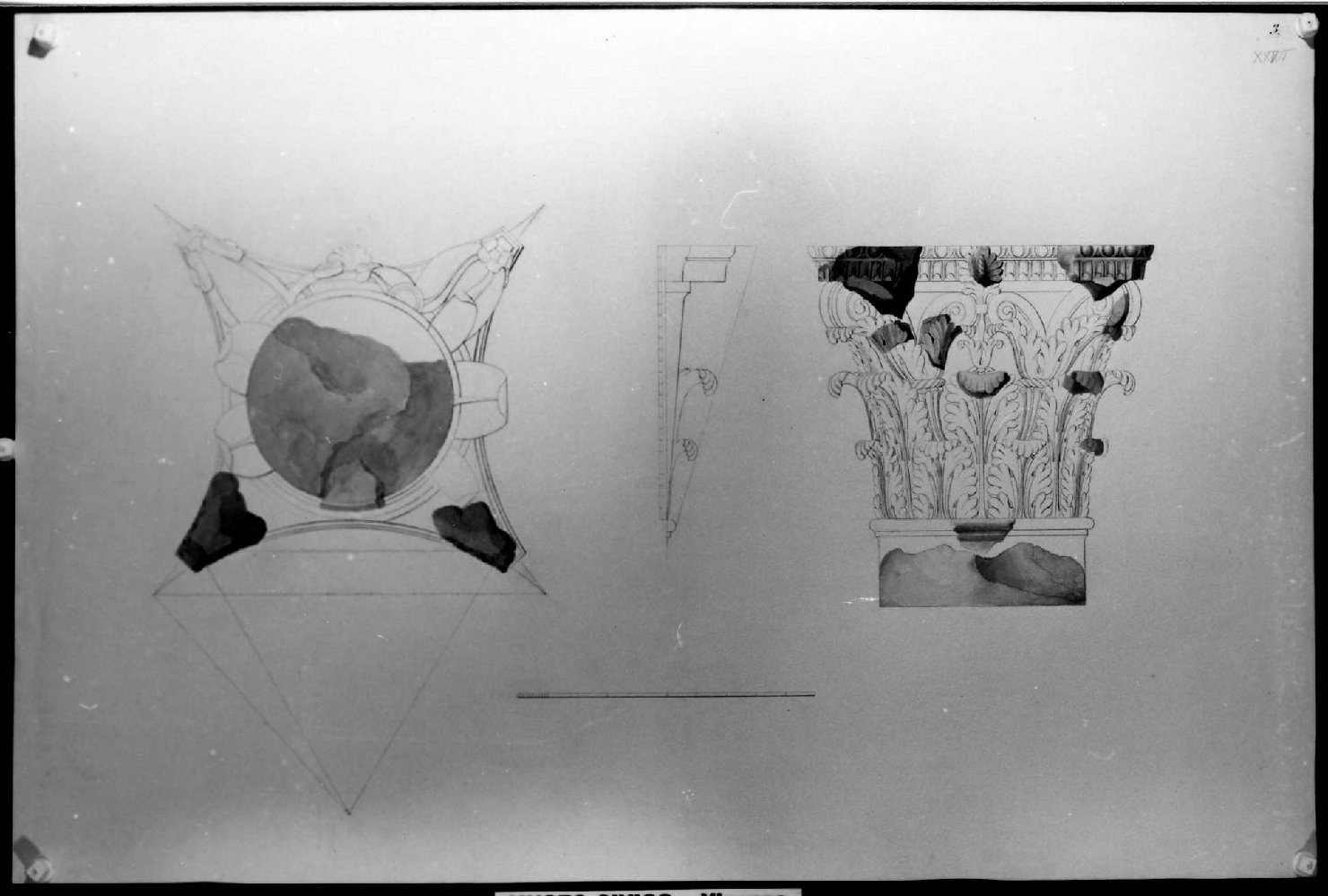 elementi architettonici (disegno) di Miglioranza Giovanni (sec. XIX)