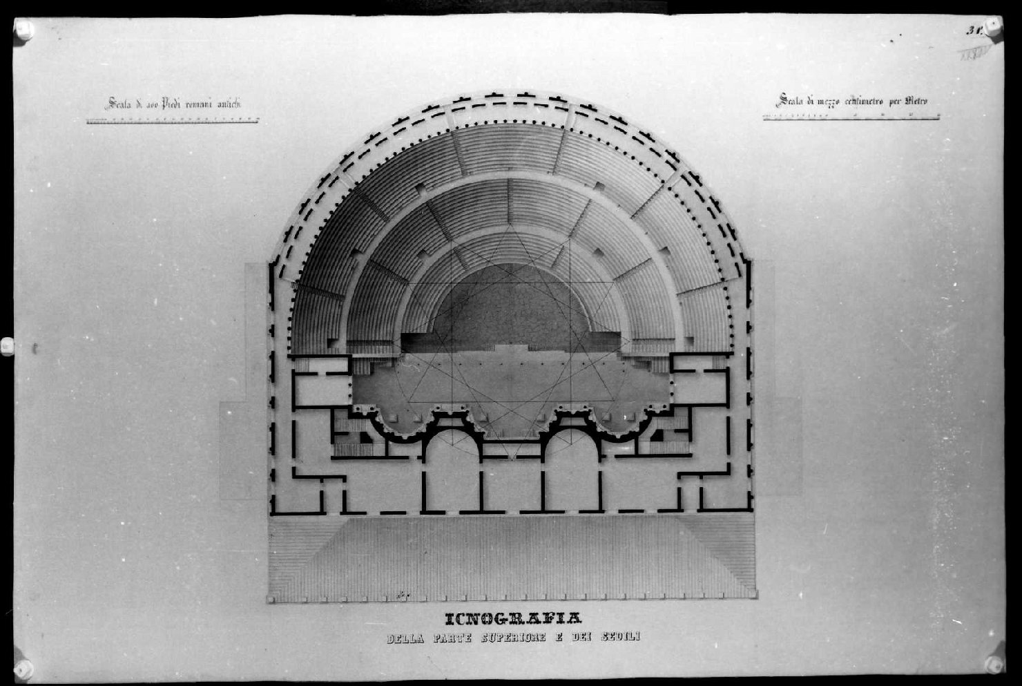 teatro Berga a Vicenza (disegno) di Miglioranza Giovanni (sec. XIX)