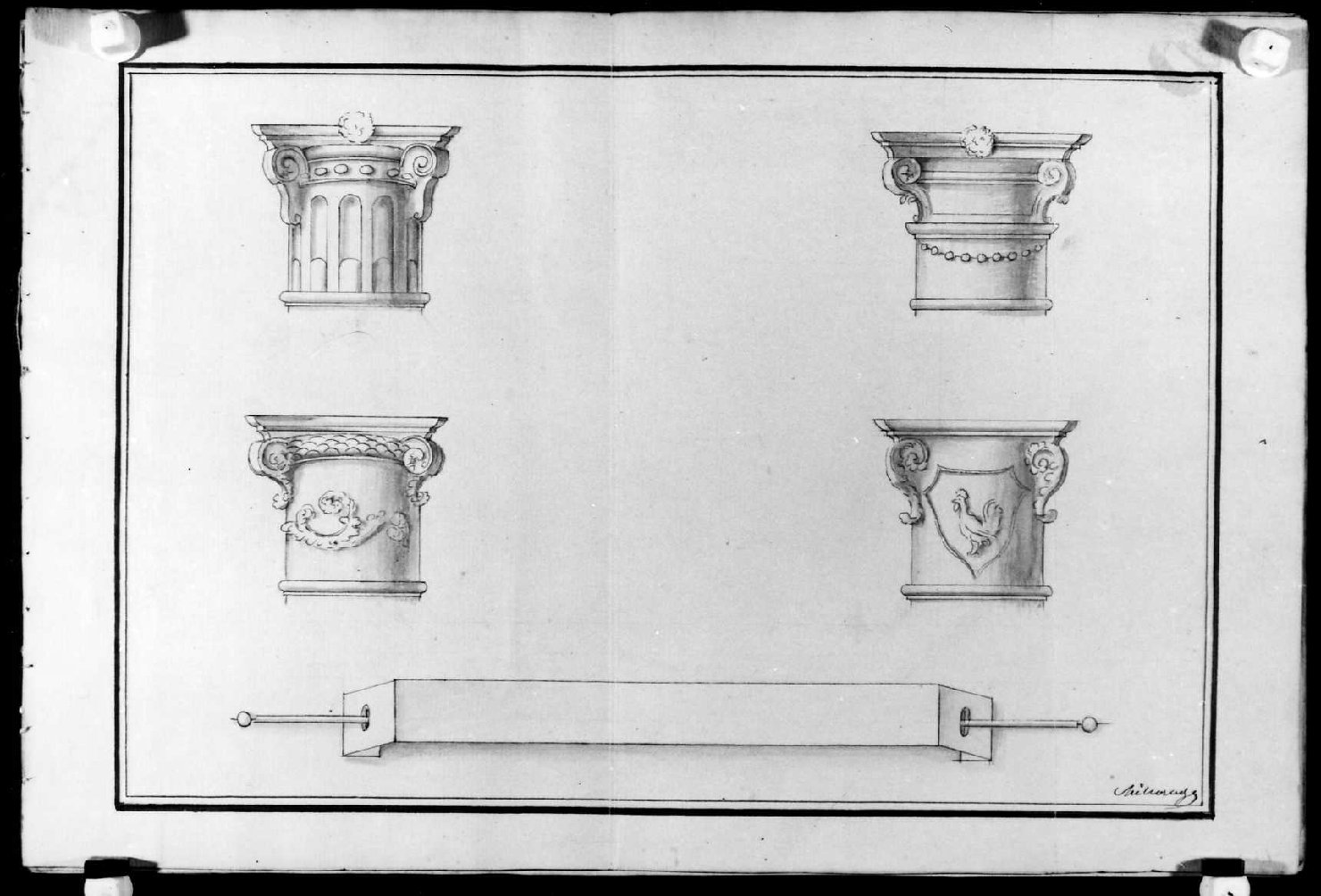 elementi architettonici (disegno) di Miglioranza Giovanni (sec. XIX)
