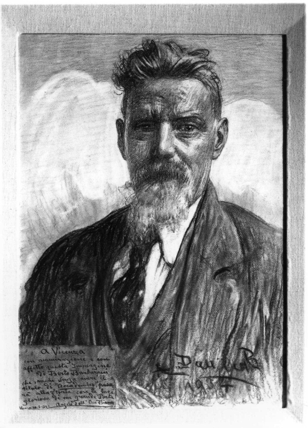 Ritratto del poeta Berto Barbarani, ritratto d'uomo (disegno) di Dall'Oca Bianca Angelo (sec. XX)