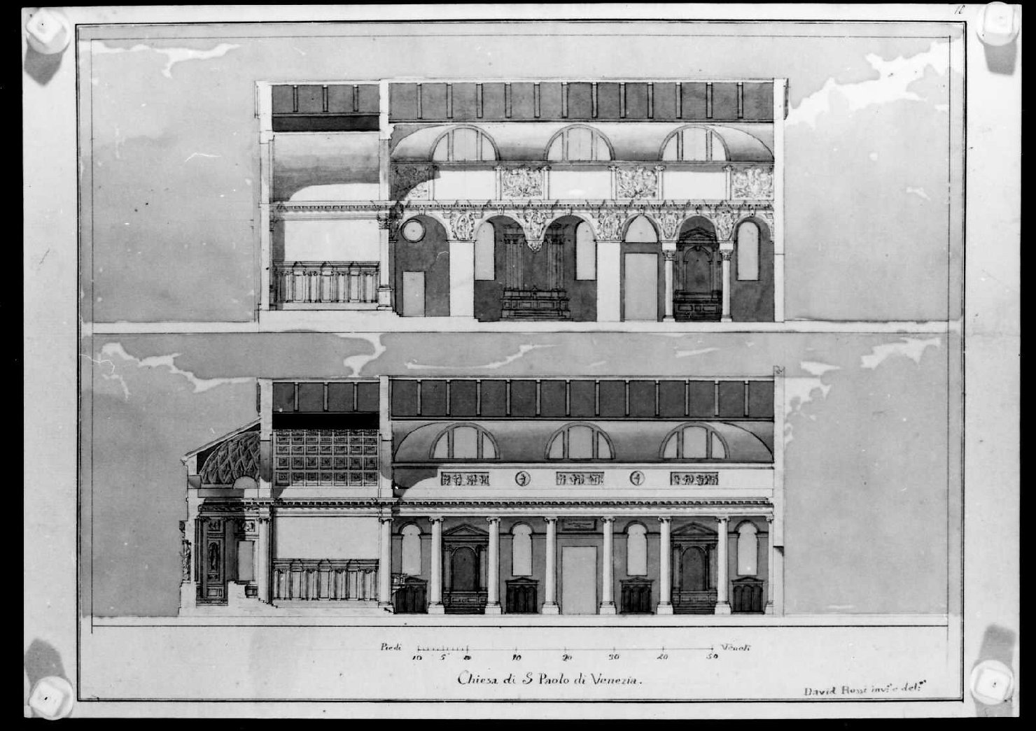 chiesa di San Paolo a Venezia (disegno) di Rossi Davide (sec. XIX)