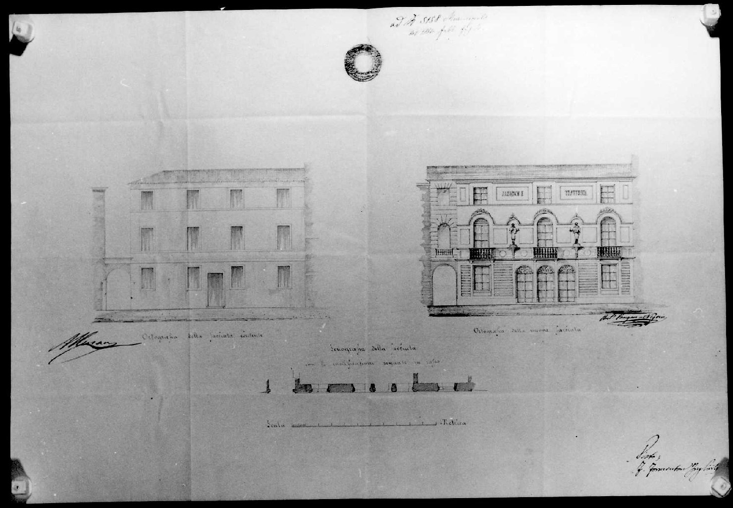 albergo "Due Mori" a Vicenza (disegno) di Caregaro Negrin Antonio (sec. XIX)
