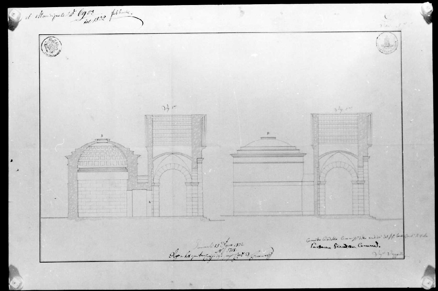 monumento funebre di Andrea Palladio (disegno) di Iappelli Giuseppe (sec. XIX)