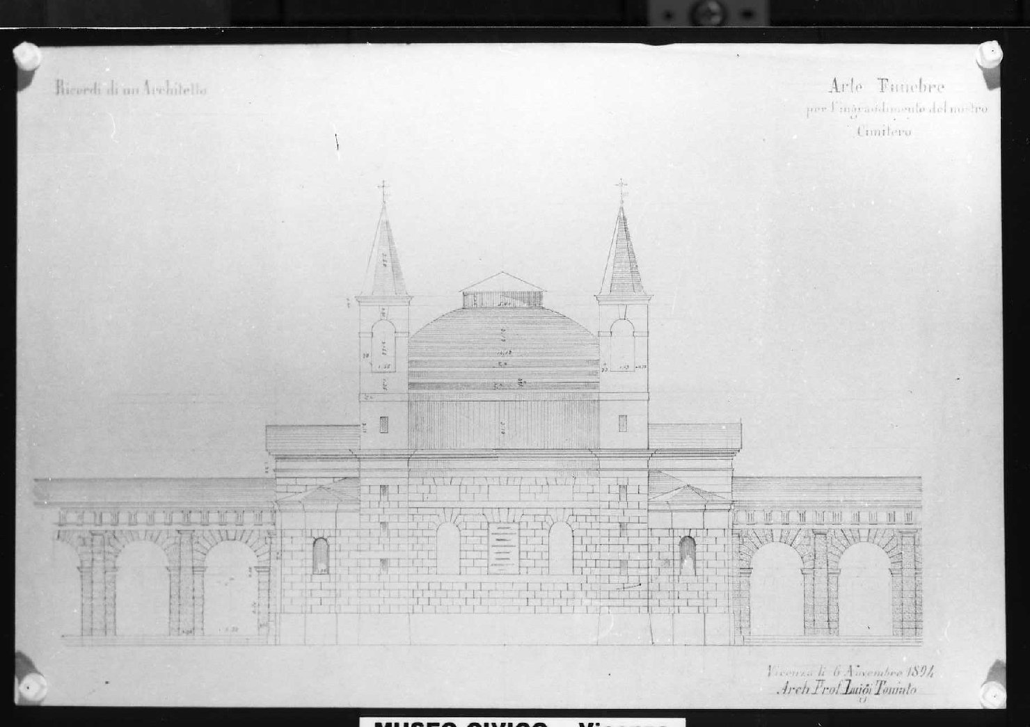 cimitero di Vicenza (disegno) di Toniato Luigi (sec. XIX)