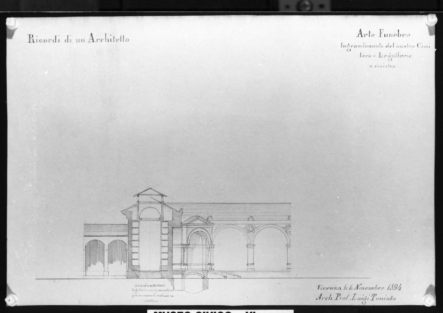 cimitero di Vicenza (disegno) di Toniato Luigi (sec. XIX)