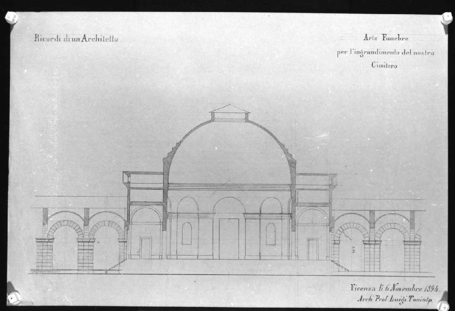cimitero di Vicenza (disegno) di Toniato Luigi (sec. XIX)