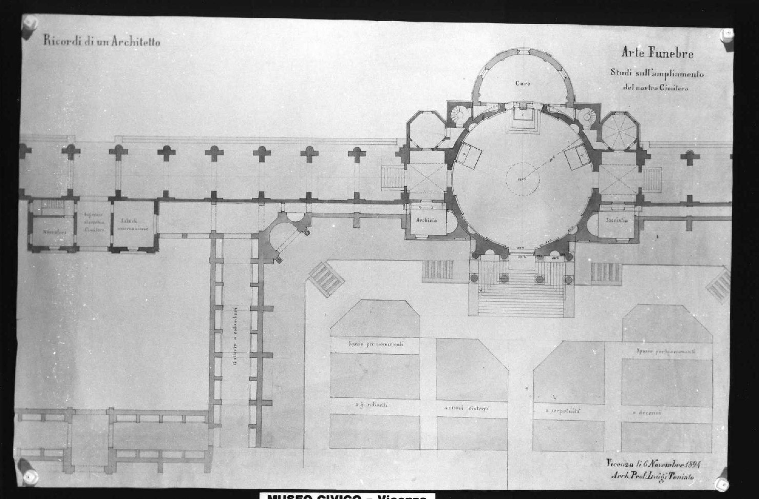 cimitero di Vicenza (disegno) di Toniato Luigi (sec. XIX)