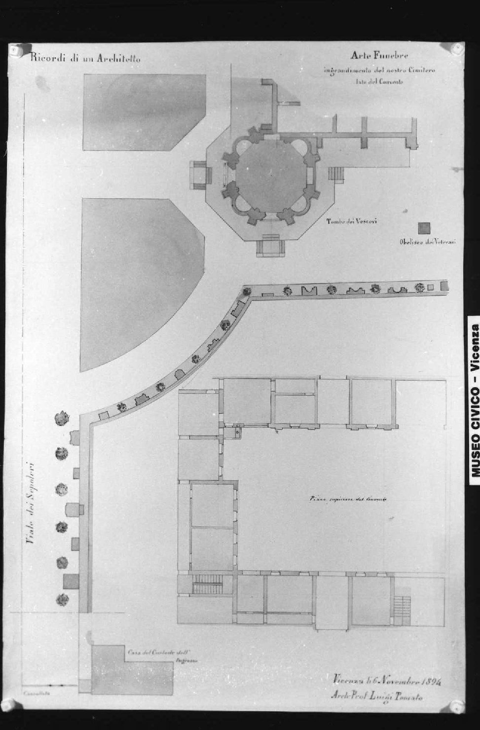 cimitero di Vicenza (disegno) di Toniato Luigi (sec. XIX)