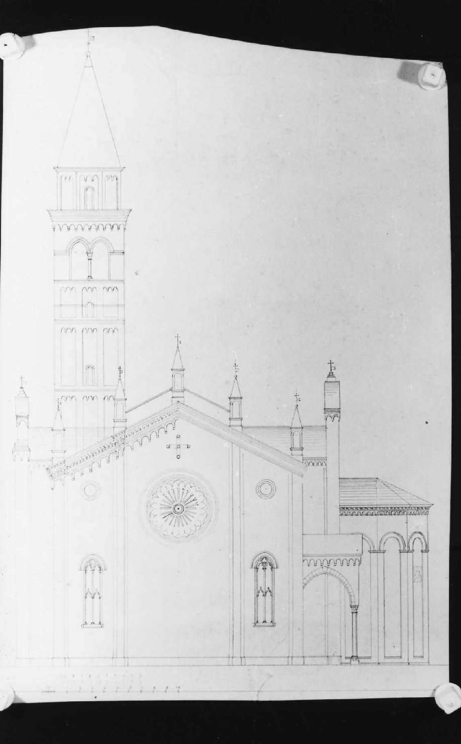 chiesa di Santa Corona a Vicenza (disegno) di Toniato Luigi (sec. XIX)
