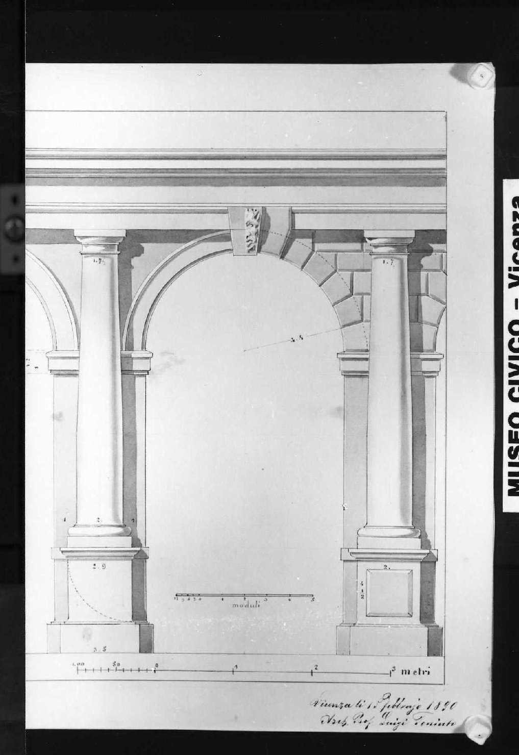 elementi architettonici (disegno) di Toniato Luigi (sec. XIX)