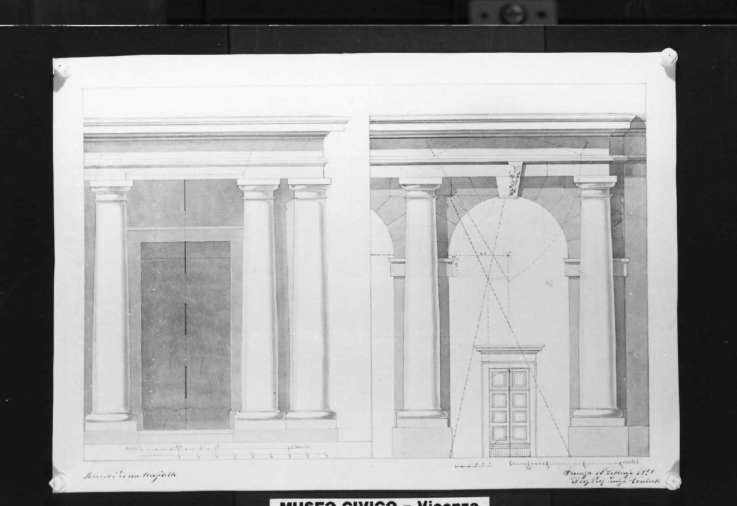 elementi architettonici (disegno) di Toniato Luigi (sec. XIX)