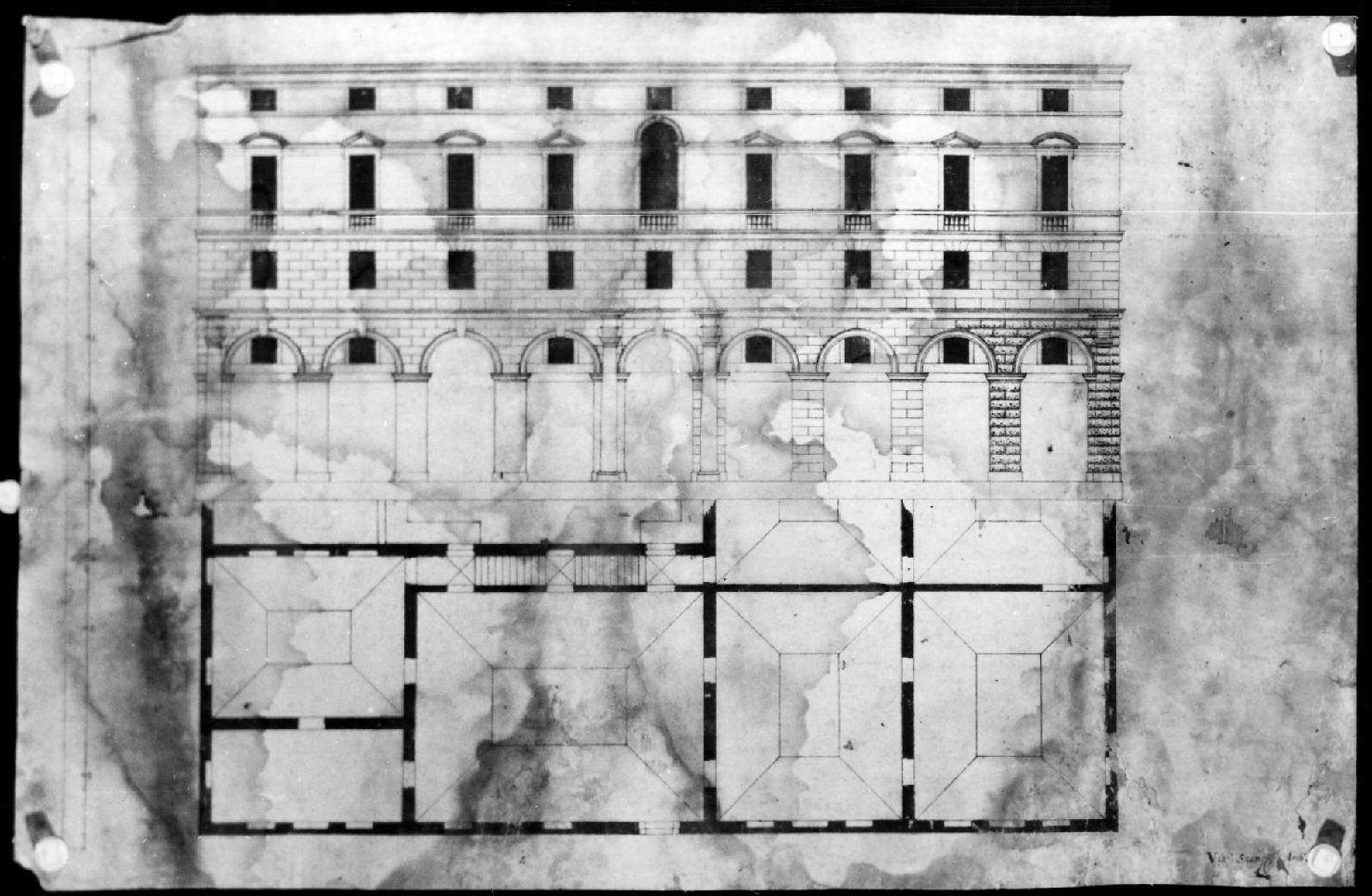 palazzo del podestà a Vicenza (disegno, serie) di Scamozzi Vincenzo (sec. XVII)