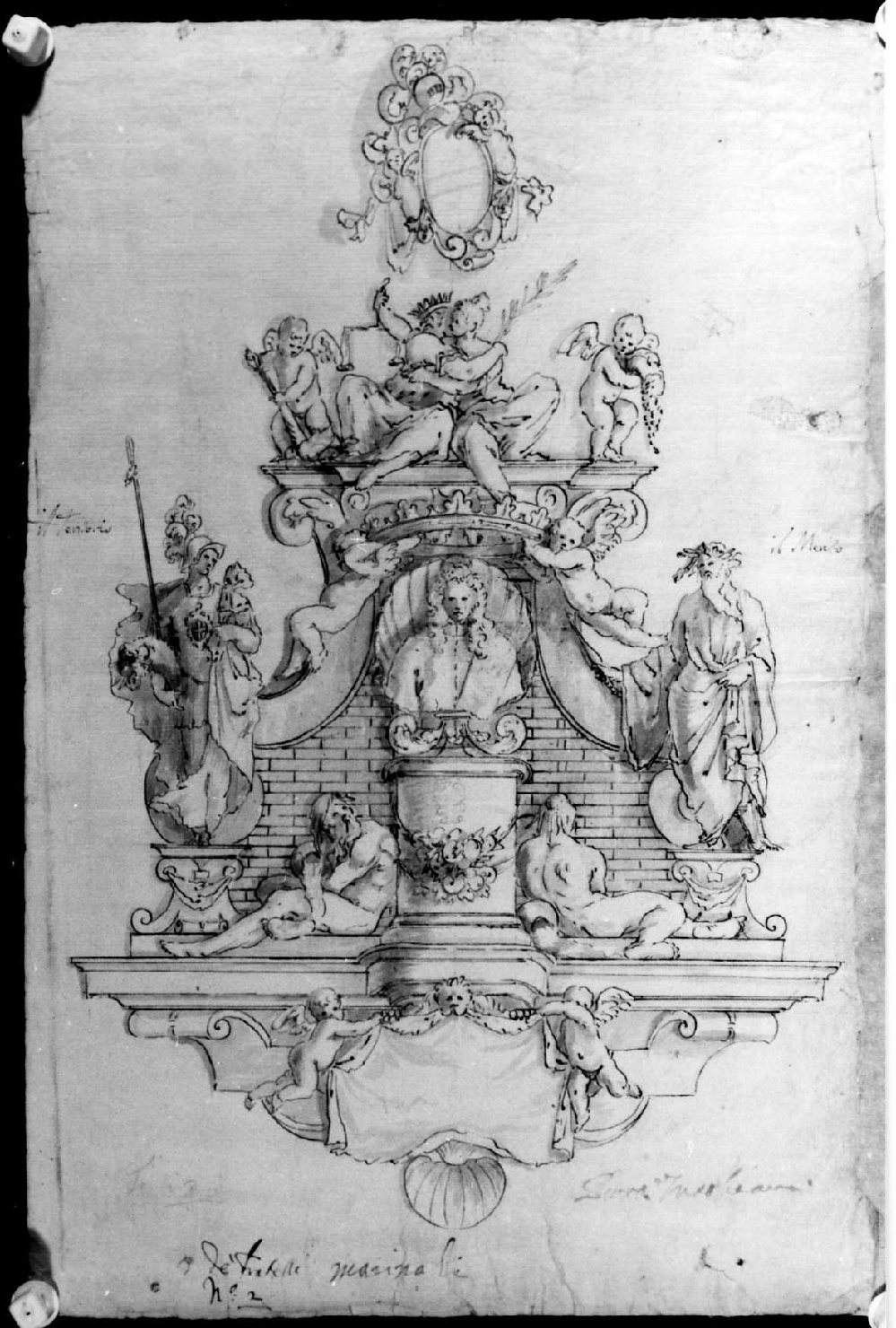 monumento funebre (disegno) di Marinali Angelo, Marinali Francesco, Marinali Orazio (sec. XVII)