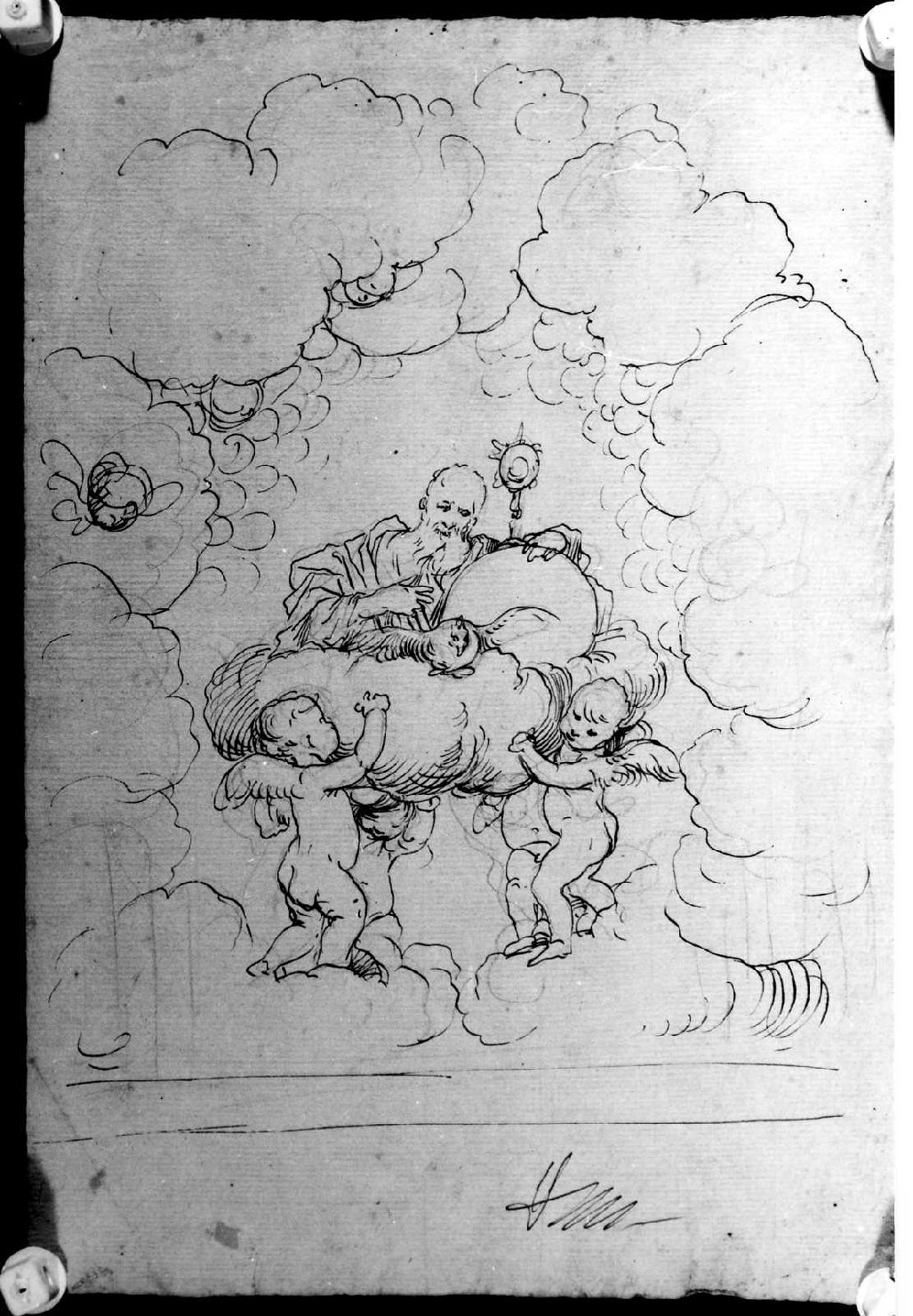 Dio Padre e colomba dello Spirito Santo (disegno) di Marinali Angelo, Marinali Francesco (sec. XVIII)