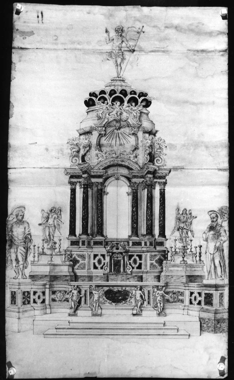 altare (disegno) di Marinali Orazio, Marinali Francesco, Marinali Angelo (secc. XVII/ XVIII)