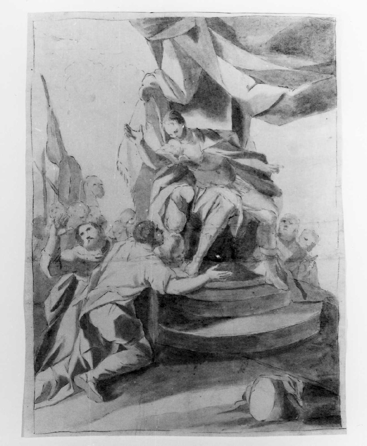 Alessandro Magno riceve l'omaggio della famiglia di Dario (disegno) di De Pieri Giovanni Antonio detto Zoppo Vicentino (secc. XVII/ XVIII)