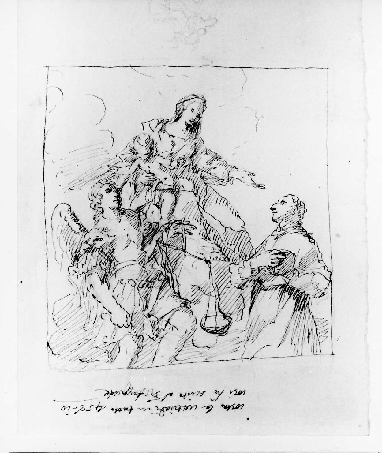 Madonna con Bambino e Santi (disegno) di De Pieri Giovanni Antonio detto Zoppo Vicentino (secc. XVII/ XVIII)