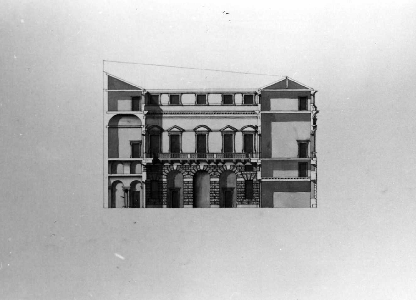 palazzo Quinto a Vicenza (disegno, serie) di Calderari Ottone Maria (sec. XVIII)