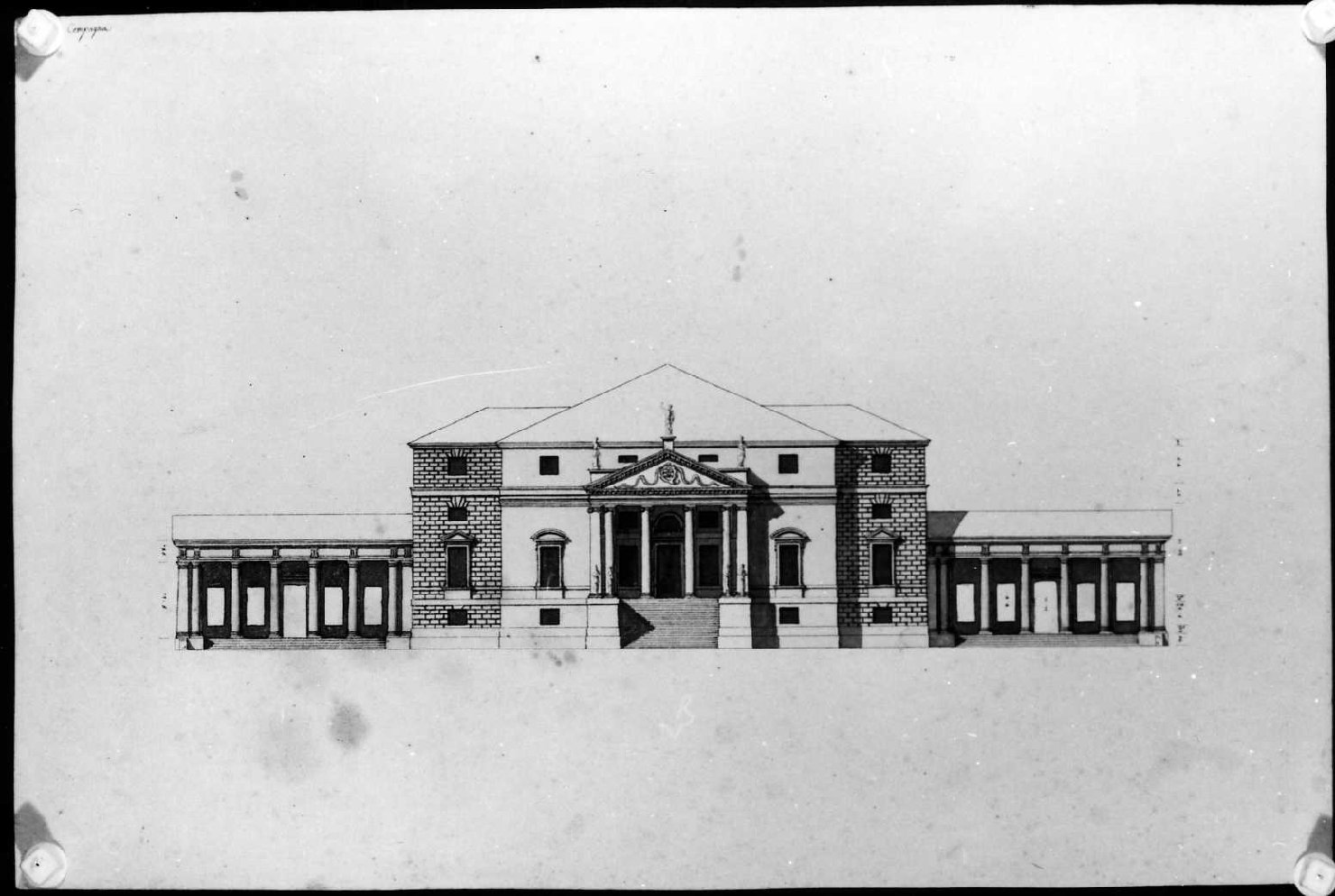 villa Da Porto a Dueville (VI) (disegno, serie) di Calderari Ottone Maria (sec. XVIII)