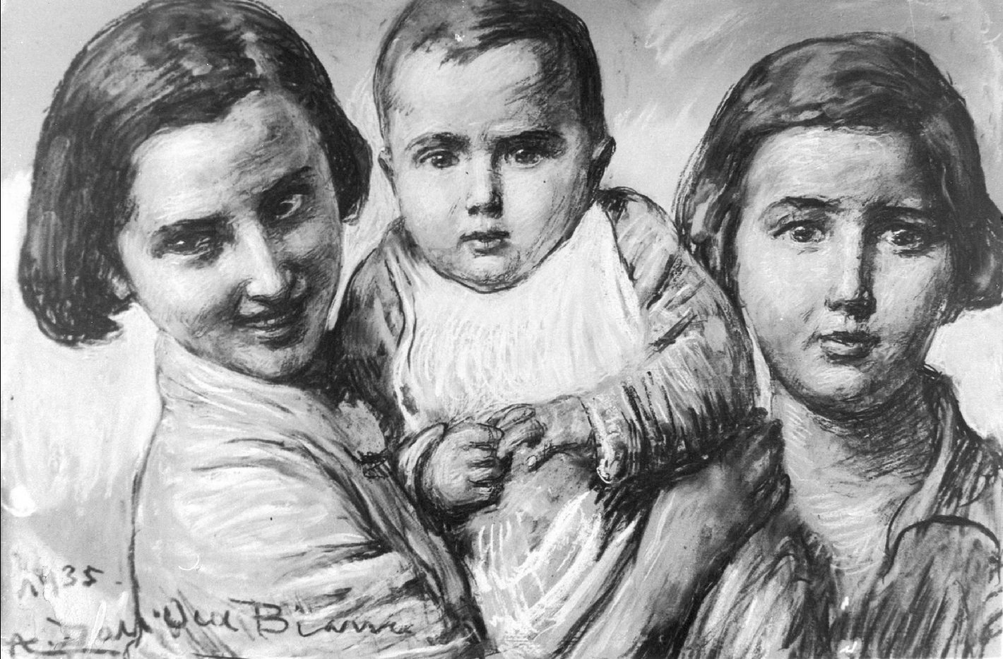 Ritratto di tre bambini (positivo) di Dall'Oca Bianca Angelo (XX)