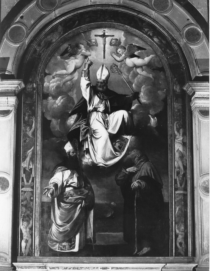 gloria di Sant'Agostino (dipinto, elemento d'insieme) di D'Angolo Battista detto Battista Del Moro (attribuito) (metà sec. XVI)