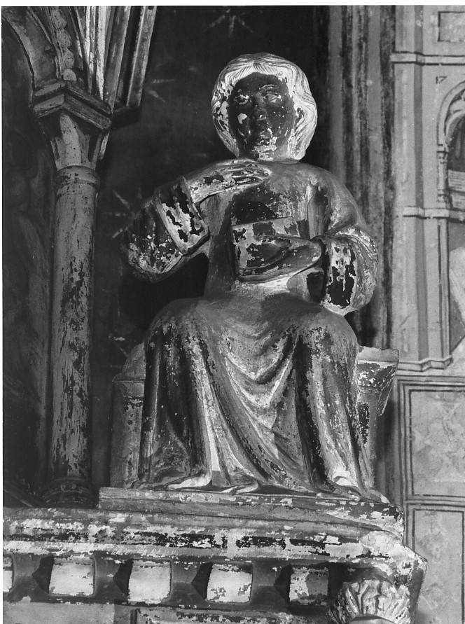 Madonna annunciata (statua, elemento d'insieme) di Antonio Da Mestre (attribuito) (sec. XIV)