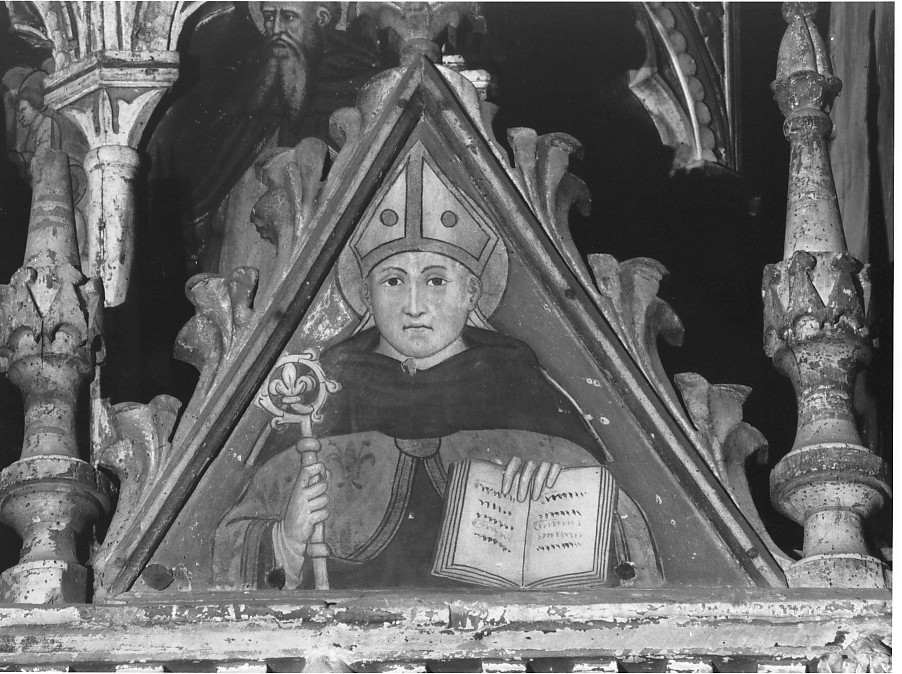 Santo vescovo (dipinto, elemento d'insieme) di Martino da Verona (attribuito) (sec. XIV)