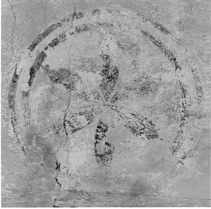 motivi decorativi geometrici e vegetali stilizzati (dipinto) - ambito veronese (prima metà sec. XIV)