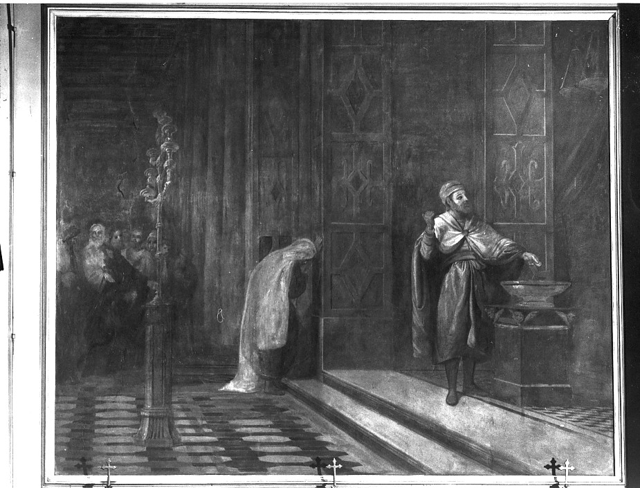 parabola del fariseo e del pubblicano (dipinto) di Pupin Valentino (sec. XIX)