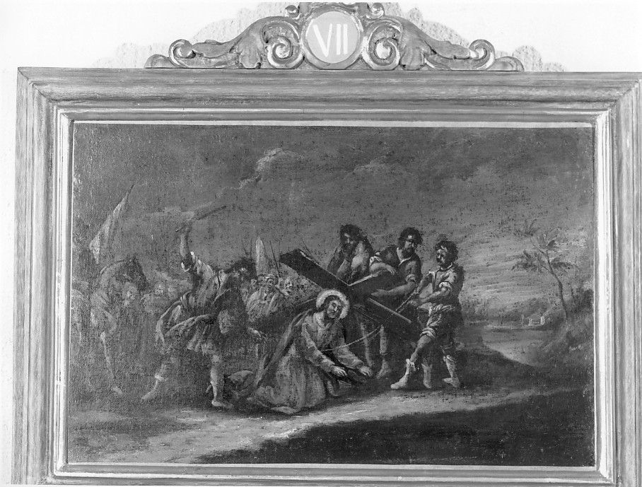 stazione VII: Gesù cade sotto la croce la seconda volta (Via Crucis) - ambito veneto (secc. XVII/ XVIII)