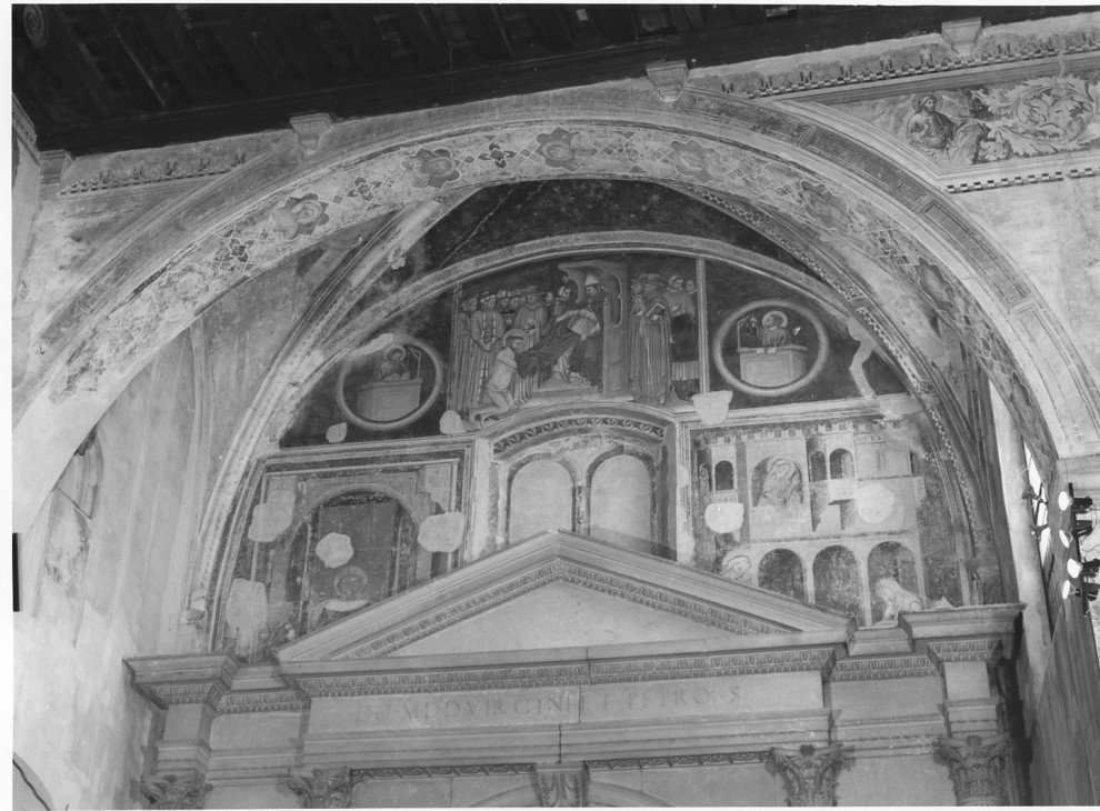 motivo decorativo a finto marmo (dipinto) - ambito veronese (metà sec. XIV)