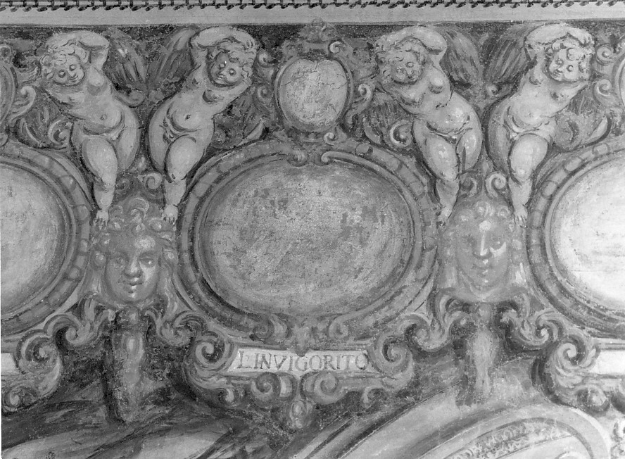 putti reggistemma (dipinto) di Maffei Francesco (attribuito) (sec. XVII)
