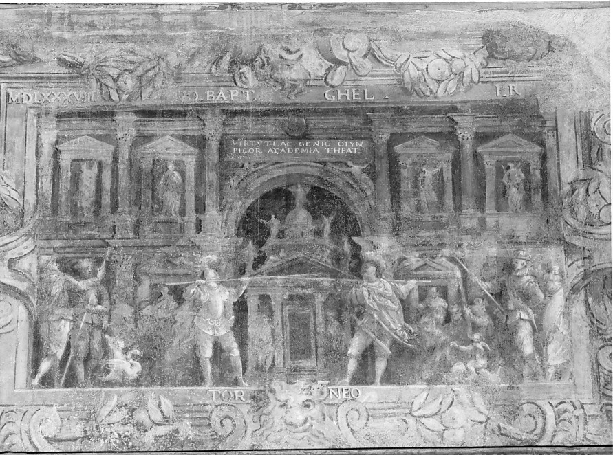 Torneo a piedi- La "Bariera" del 1588 (dipinto) di Maganza Alessandro (attribuito) (sec. XVI)