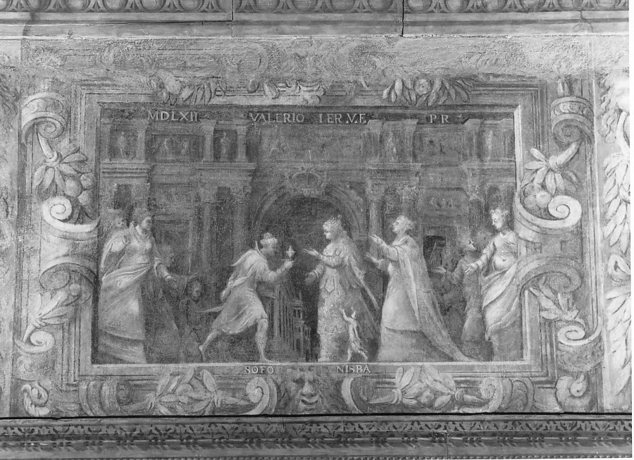 Rappresentazione teatrale- Rappresentazione della Sofonisba del Trissino (dipinto) di Maganza Alessandro (attribuito) (sec. XVI)