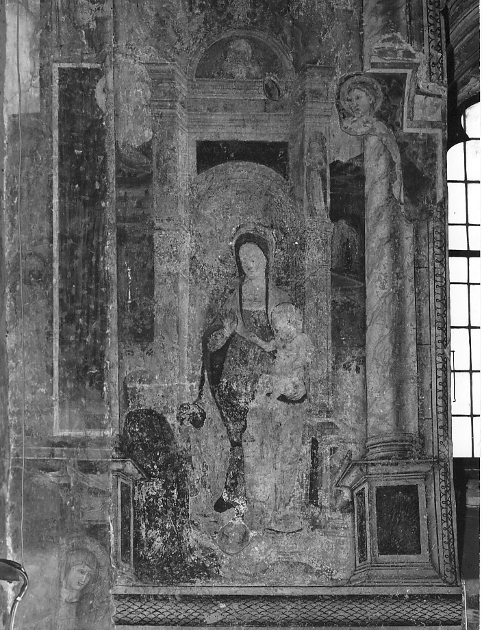 Madonna con Bambino in trono e donatori (dipinto, elemento d'insieme) - ambito veneto (ultimo quarto sec. XV)