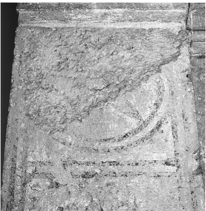 motivi decorativi geometrici e vegetali stilizzati (dipinto, frammento) - ambito veronese (sec. XI)