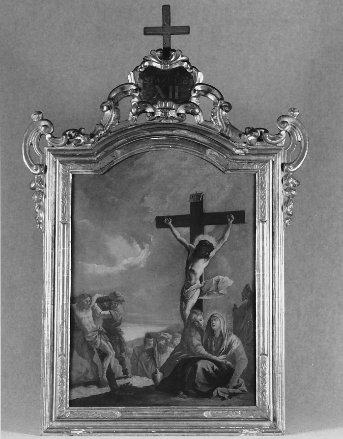 stazione XII: Gesù innalzato e morto in croce (dipinto, serie) di Tiepolo Gian Domenico (attribuito) (sec. XVIII)