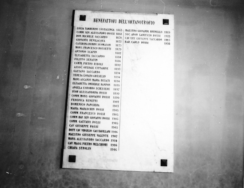 lapide commemorativa - ambito veneto (sec. XX)