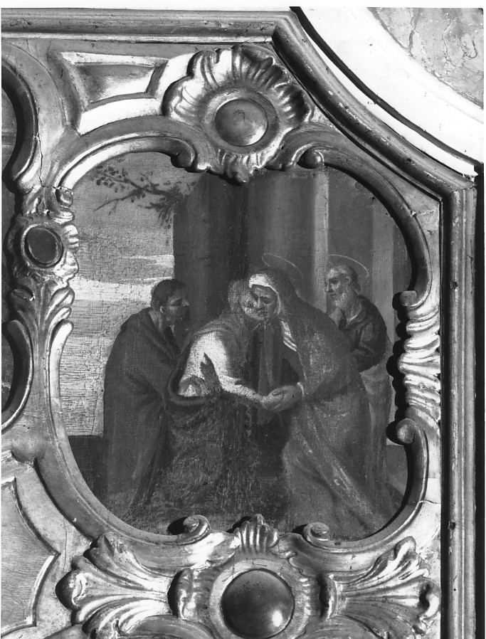 Maria Vergine in casa di Sant'Elisabetta (dipinto) di Rossi Giovanni Battista detto Gobbino (metà sec. XVII)